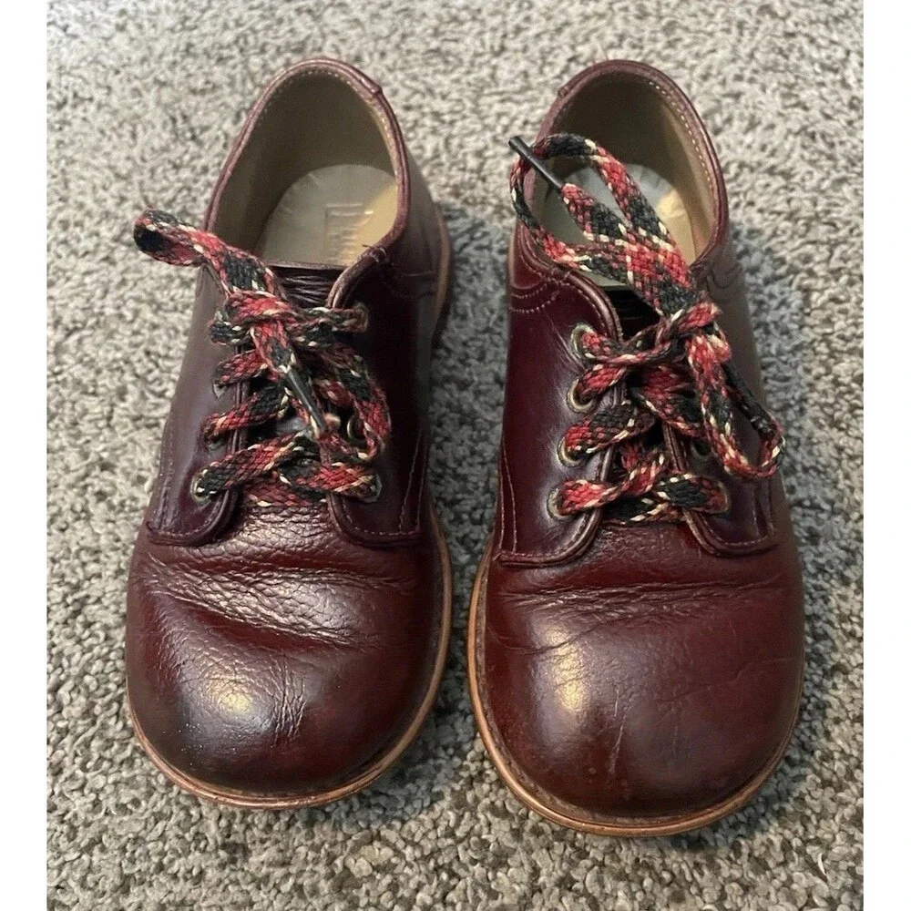 Vintage Peterman Shoes Burgundy Leather Toddler Oxford 6.5T Lace Up